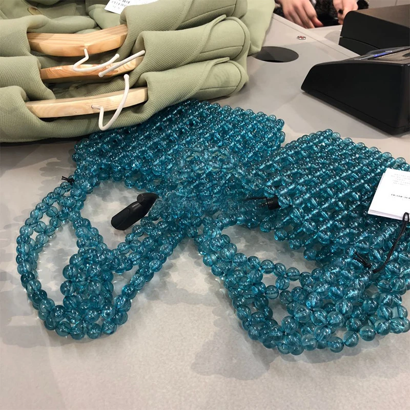 Ручной работы плетеный с бусинами Сумки из натуральной кожи однотонные Цвет