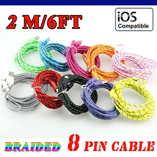 300pcs/lot 1M 2M 3M long Round Fabric Braided Rope 8pin Usb Charger Sync Data Phone Cable for iPhone XS Max XR X 8 7 6 Ipad | Электроника