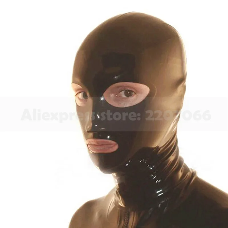 Back zip male rubber mask men hoods eyes nostrils and mouth opened RLM227