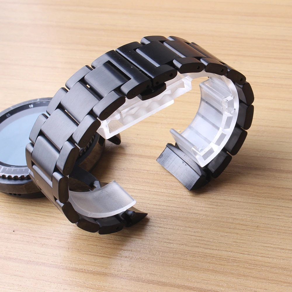 Черный матовый ремешок для часов из нержавеющей стали Gear S3 специальные сплошные