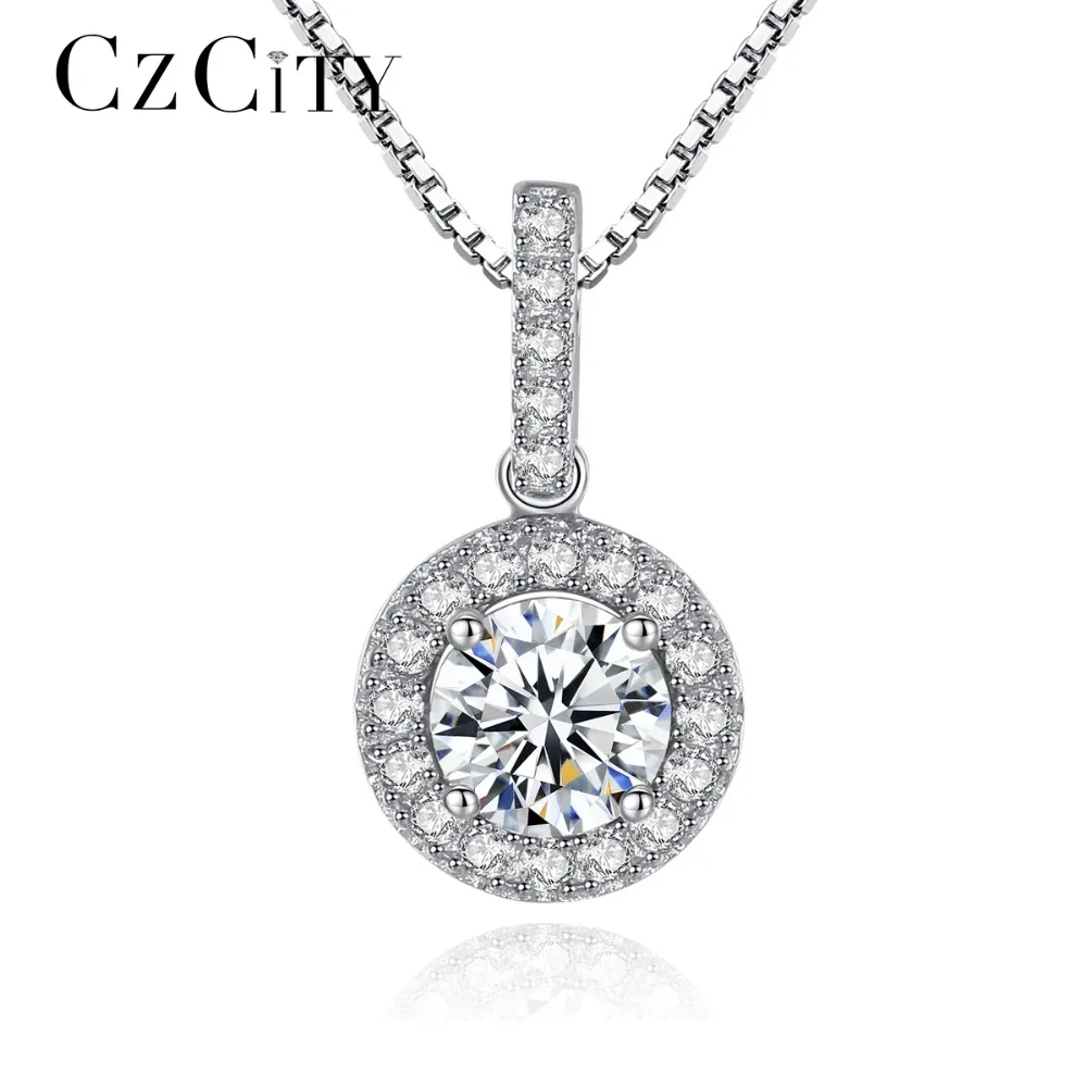 

CZCITY Luxury 925 Sterling-Silver Pendants Necklace for Women Fine Jewelry Wedding Gift Engagement Silver Jewelry for Women Gift