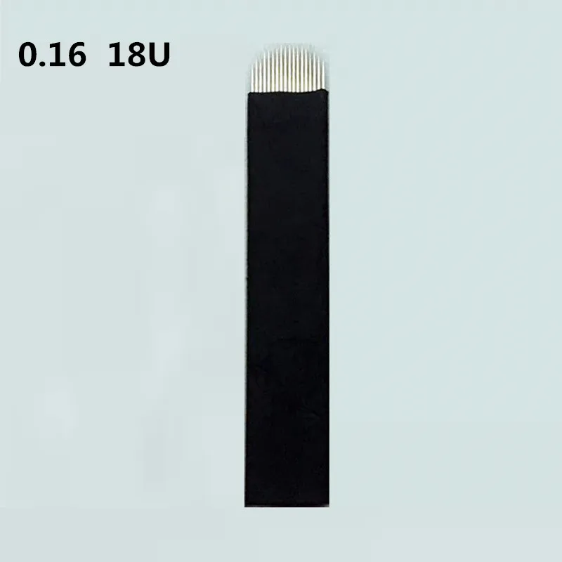

200pcs 0.16mm 18U Pins Black Lamina Microblading For Permanent Eeybrow tattoo needle Manual Beauty Makeup Pen