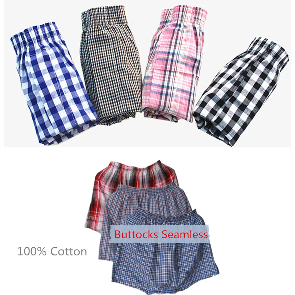 Классический Плед мужские Боксеры Хлопок Мужские Underwear Стволы Тканые Homme Стрелка
