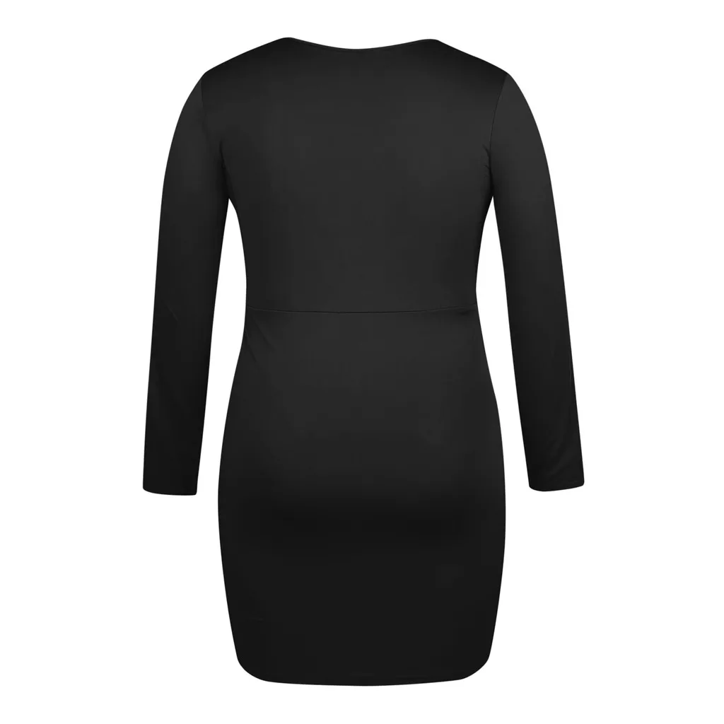 Large Size Women Dress Summer Women Large Size Solid Casual Sexy Deep V-neck Bag Hip Fat Mini Dress vestido festa