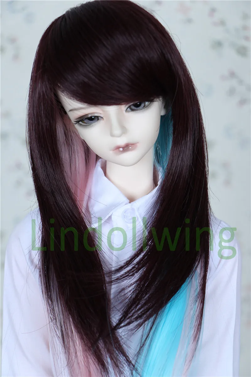 1/3 BJD парик pulгуб Dal DD SD LUT кукольный 8 9 дюймов длинные волосы коричневый розовый