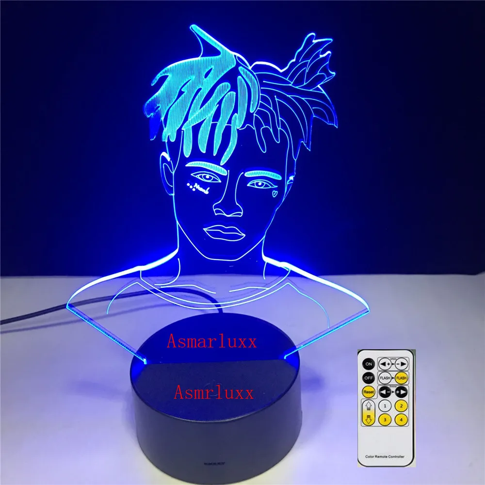 Лыжная маска the Slump God Rapper 3D лампа иллюзия 7 цветов меняющий стол светильник