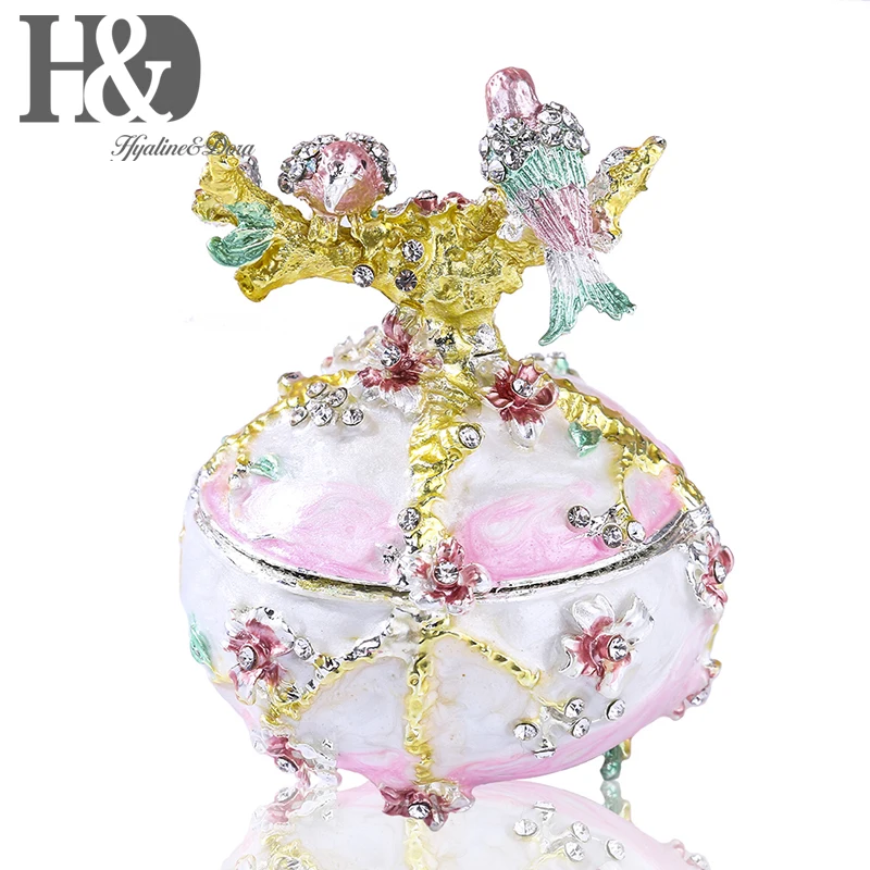 H & D ручная роспись винтажная любовь птица стиль Bejeweled эмалированные коробки