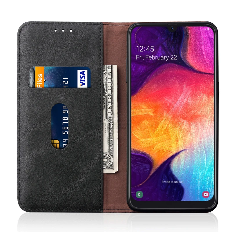 Винтажный кожаный чехол-книжка для samsung Galaxy A30 A50 A70 A70S A20, Роскошный кошелек с подставкой для карт, Магнитный чехол-книжка, повседневный чехол для телефона