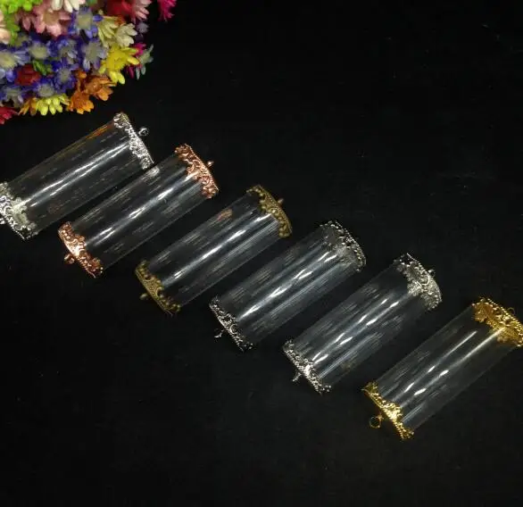 5pcs 40*15mm open glass tube jars findings glass wishing bottle necklace glass vail vase pendant fashion bracelet DIY accessory