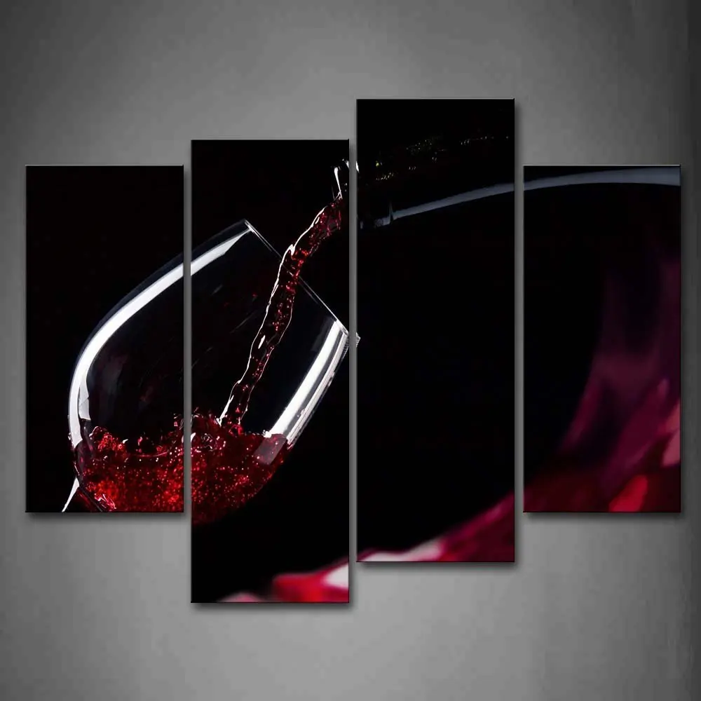 

Red Wine In The Glass Wall Art Painting The Picture Print On Canvas Food Pictures For Home Decor, Ready to Hang Drop shipping