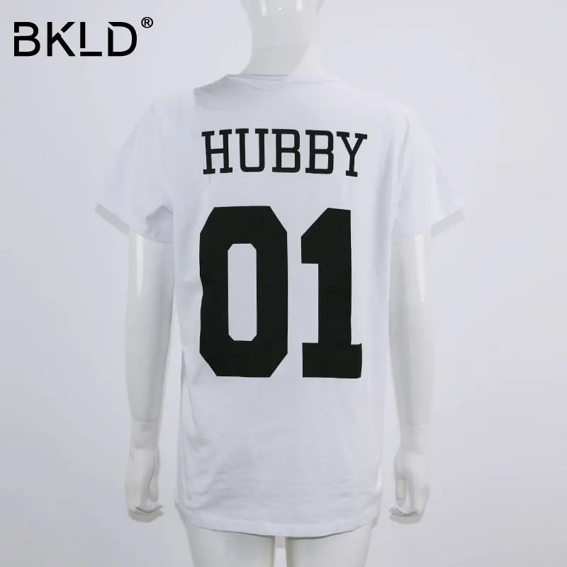 BKLD 2021 летняя модная футболка с надписью WIFEY HUBBY Женская хлопковая коротким