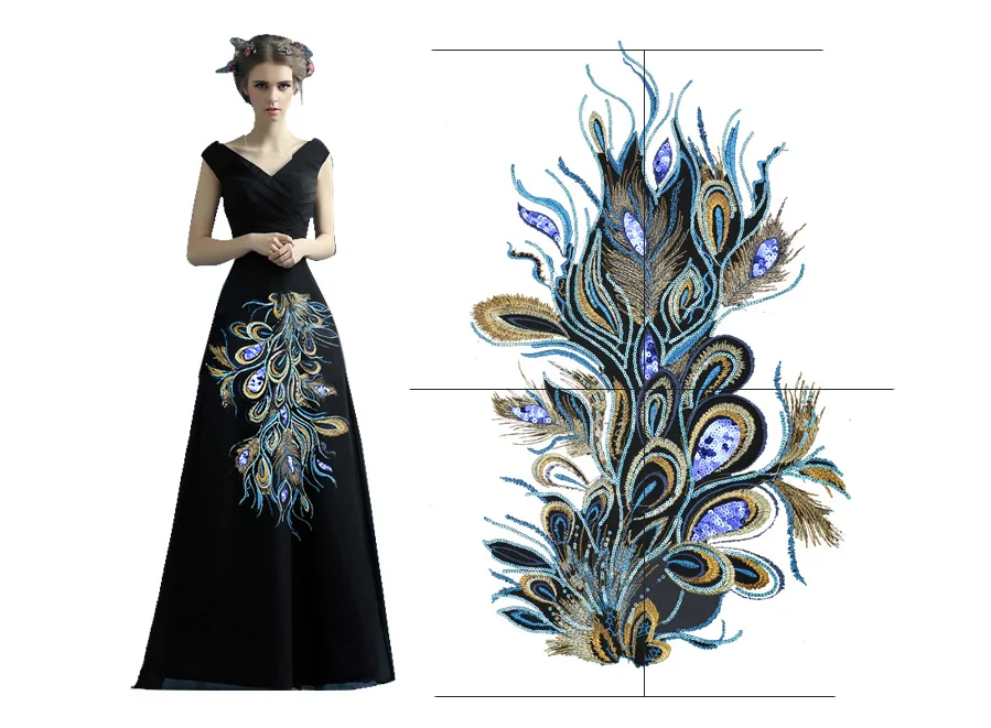 2 шт. Кружевная аппликация хвост Феникса | Дом и сад