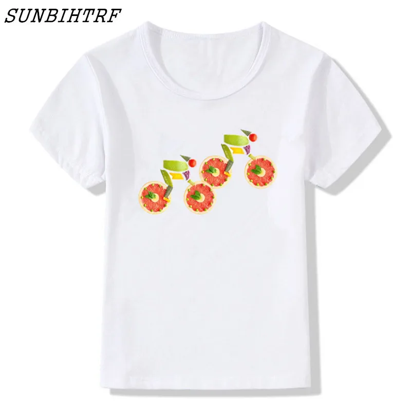 2018 CUHK детская одежда фрукты велосипедов Печать Футболки для малышей Дети хип-хоп