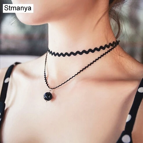 Горячая Распродажа корейское волнистое сексуальное черное кружевное жемчужное