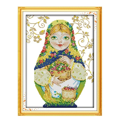 Joy Sunday наборы для вышивки крестом русские куклы DMC14CT11CT хлопковая ткань Гостиная Столовая живопись для детской комнаты с фабрики - Цвет: XC220