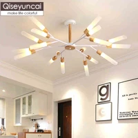 qiseyuncai nordic style log creative living room chandelier modern minimalist hall restaurant master bedroom study lamp