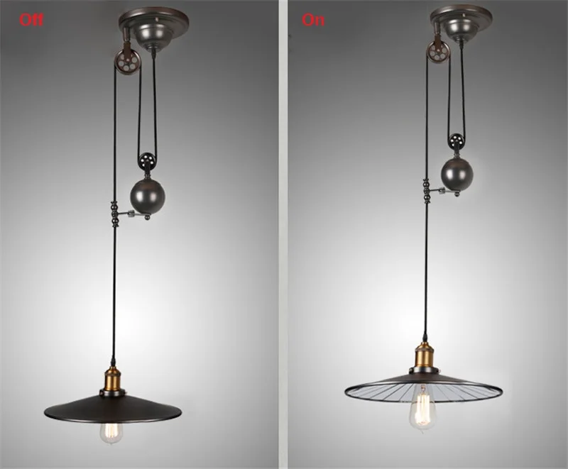 L40-Creative шкив подъемная ретро люстра Регулируемая DIY E27 искусство Потолочный