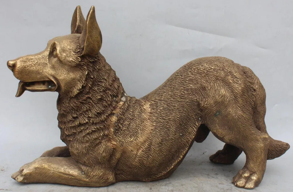 SCY wang6710618 + 14 &quotКитайская латунная бронзовая собака Boggy Pooch Doggie Mutt Hound статуя