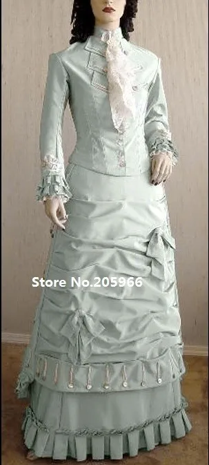 Бесплатная доставка 1877 викторианская натуральная форма суеты день платье