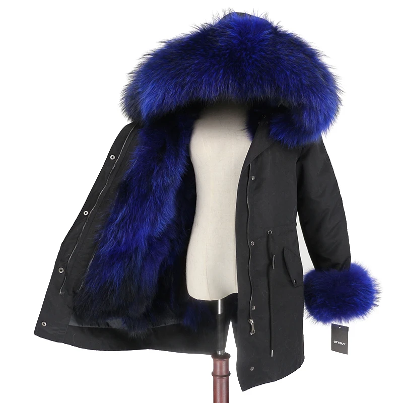 OFTBUY пальто с натуральным мехом енота, капюшон с манжетами, подкладка из лисьего меха, зимняя куртка, Женская длинная парка, водонепроницаемая верхняя одежда, новинка