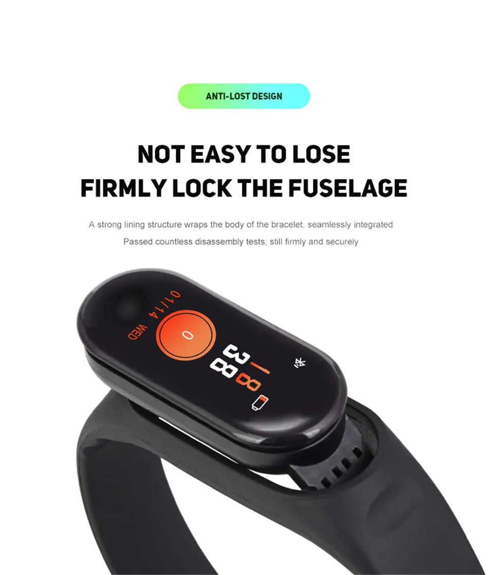ACCEZZ смарт-браслет для Xiaomi измерение кровяного давления цветной экран Браслет фитнес-трекер M3 для IOS Android