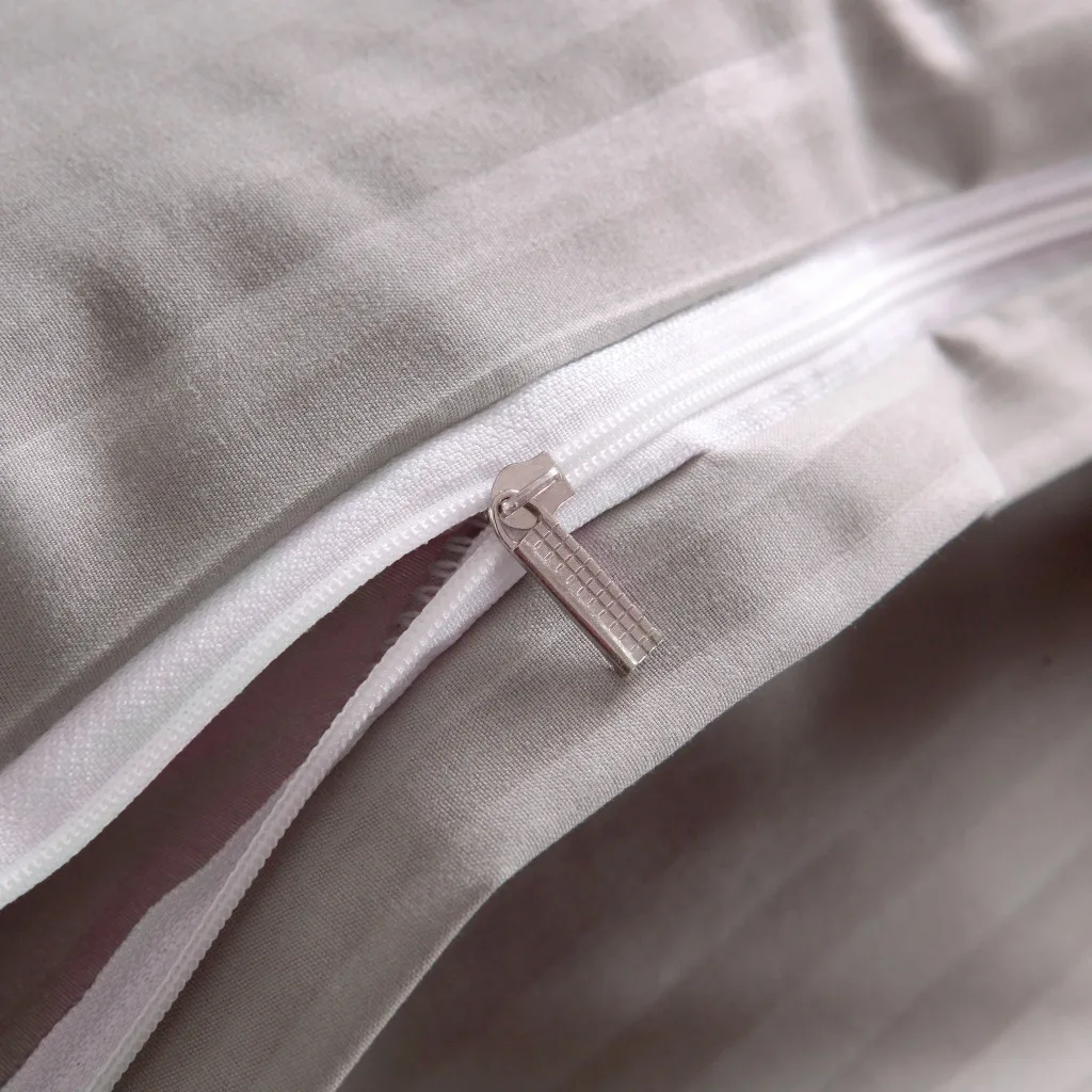 Bedding Set Hotel White Luxury Satin Strip Bedlines set Queen Size comforter sets Duvet cover Pillowcase Solid Colors Available | Дом и сад