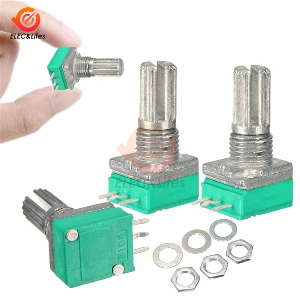 

5Pcs 6mm 3 pin Knurled Shaft Single Linear 3Pin B Type B10K ohm Rotary Potentiometer DIY Kit