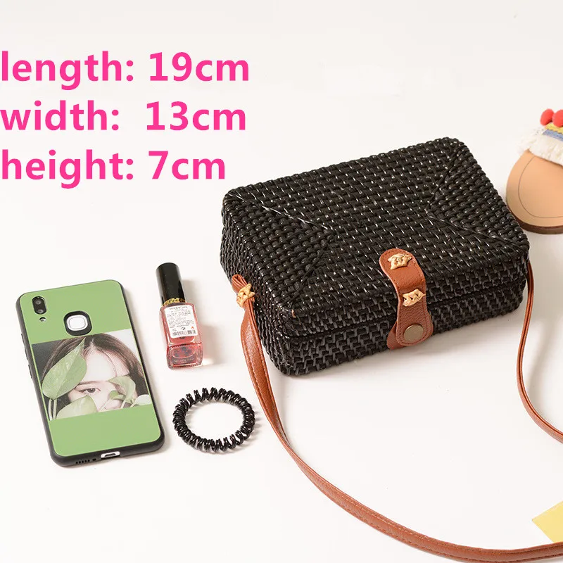 Мини пляжная сумка летняя плетеная ручной работы из ротанга квадратные