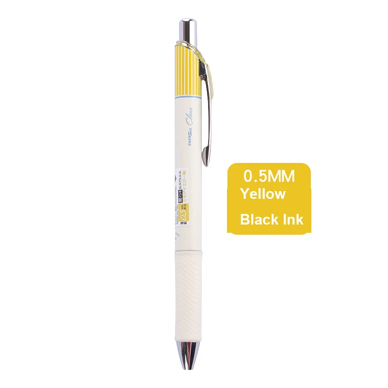 BLN75L Yellow Pentel гелевая игла для чернил 0,5 мм Bln75 Выдвижная тонкая линия жидкость быстрая сушка гладкое письмо черные чернила школа - Цвет: BLN75L Yellow