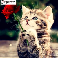 dispaint full squareround drill 5d diy diamond painting animal cat flower embroidery cross stitch 3d home decor gift a11461