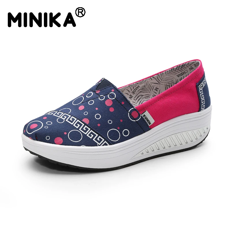 Minika/Обувь для похудения Парусиновые кроссовки на платформе с полукруглой