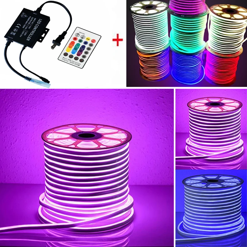 50 м RGB Неоновая Гибкая 5050SMD светодиодная неоновая трубка с музыкальным