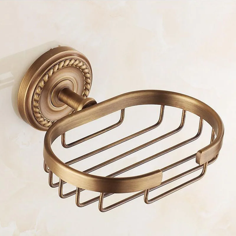 2017 NEW Antique Brass Wall Mounted Soap Dish Holder Flower Carved Basket European Retro Bathroom Accessories | Обустройство дома