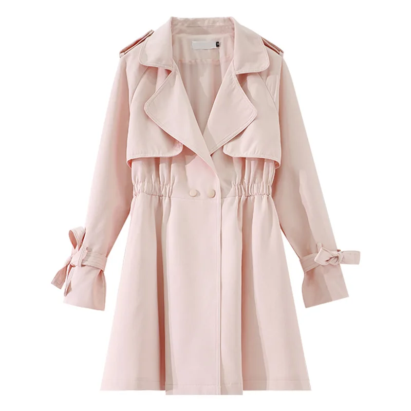 PERHAPS U women outwear casual solid single button pink khaki short coats trench notch collar C0028 |