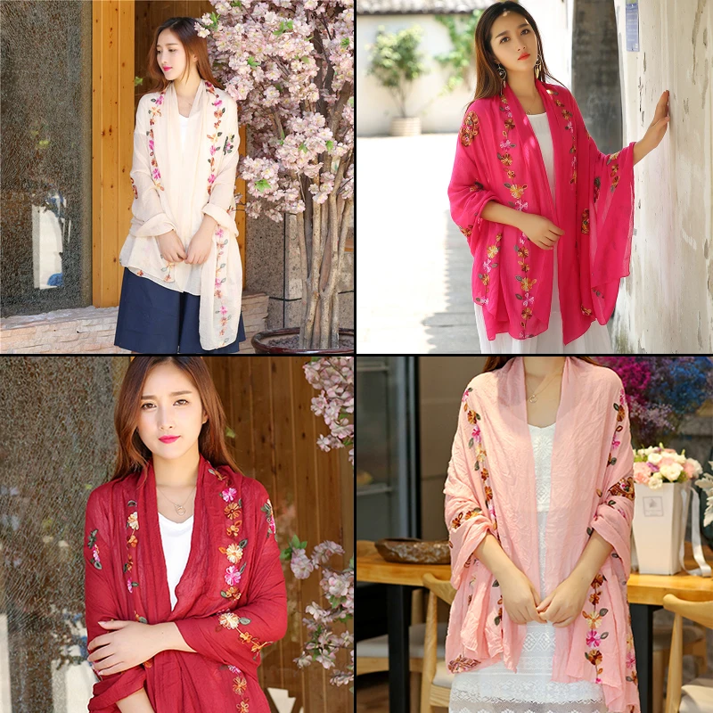 C Этническая Стиль Очаровательная шарфы с вышивкой в традиционном китайском