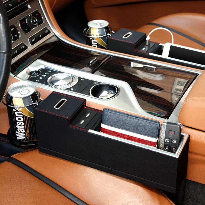 Автомобильный ящик для хранения на сиденье с держателем денег телефона