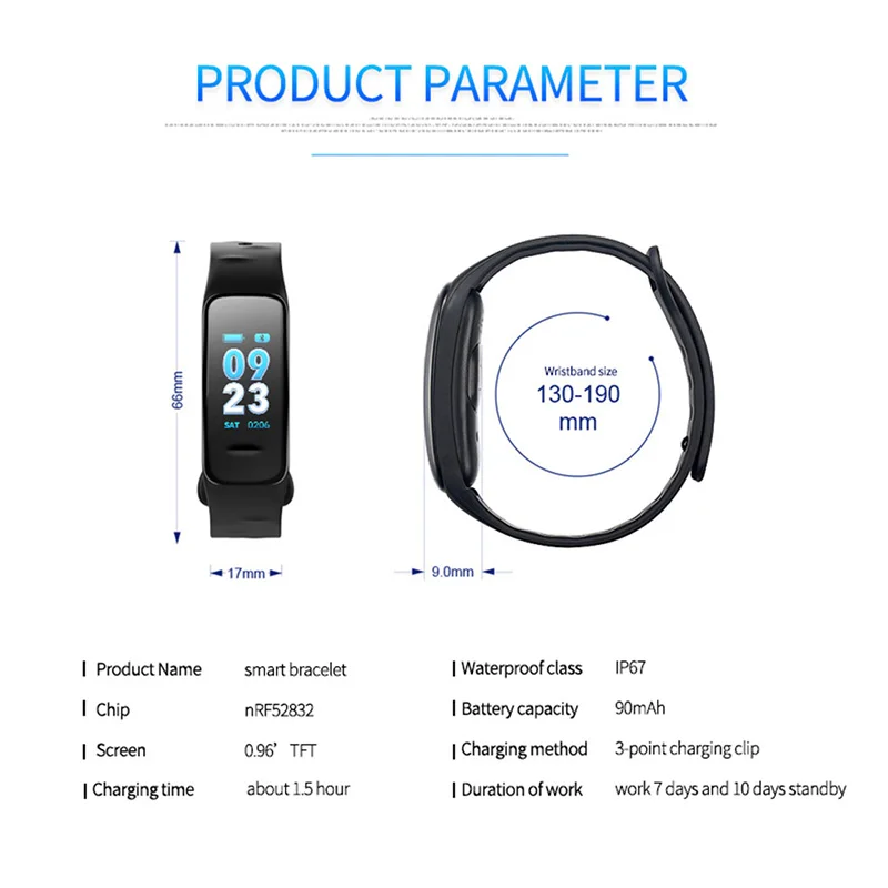 Умные часы C1s пульсометр кровяное давление фитнес-трекер умные PK Mi Band 3 |