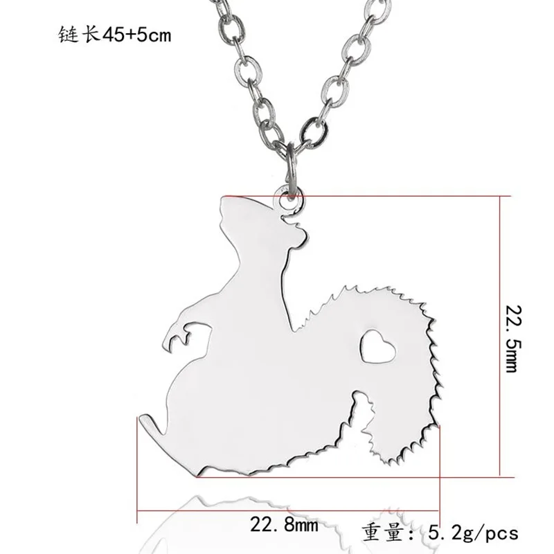 

Stainless Steel Squirrel Necklace Golden Love Animal Pendant Necklace Men and women Jewelry Valentine's Day Gift