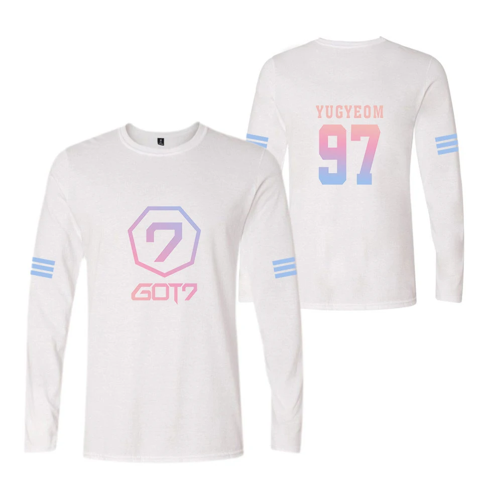 Frdun Tommy Got7 YUGYEOM 97 футболка с длинными рукавами О образным вырезом Kpop Повседневное