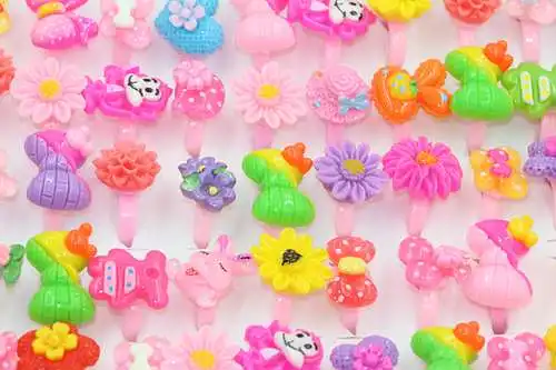 10 шт./лот Детские Мультяшные кольца с цветком и бантом в виде сердца (случайная