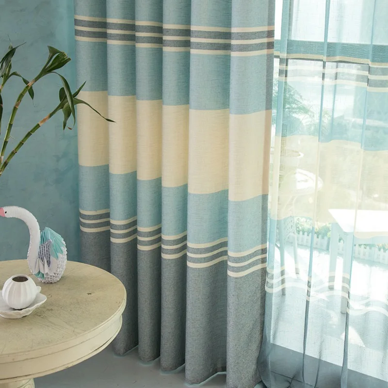 

High Quality Modern blackout Curtains Striped Printed Window Curtains for Bedroom Living Room Children Curtains Panel