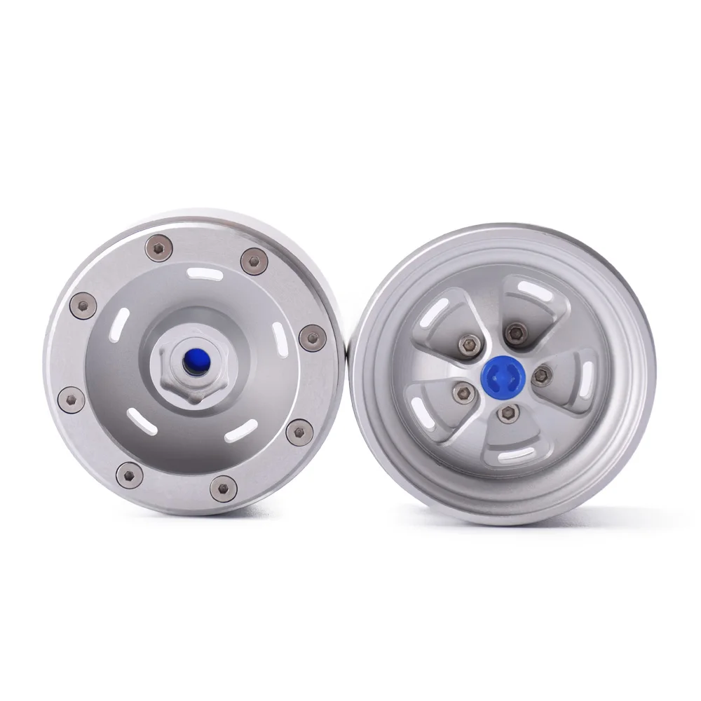 Синий DJX 4 шт. Матовый Серебряный 1,9 Beadlock колеса диски для 1/10 RC Гусеничный осевой SCX10 II 90046 Traxxas TRX4 D90 - Цвет: Синий