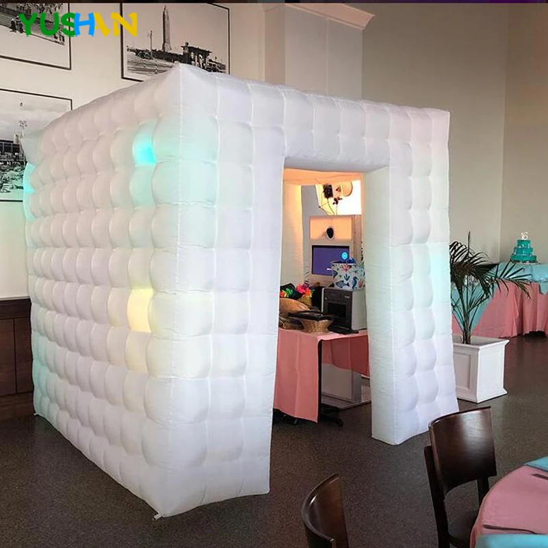 

8ft Cube Inflatable Photo booth backdrop with LED Bulbs lights and Inner air Blower LED Wedding photo booth backdrop for Parties