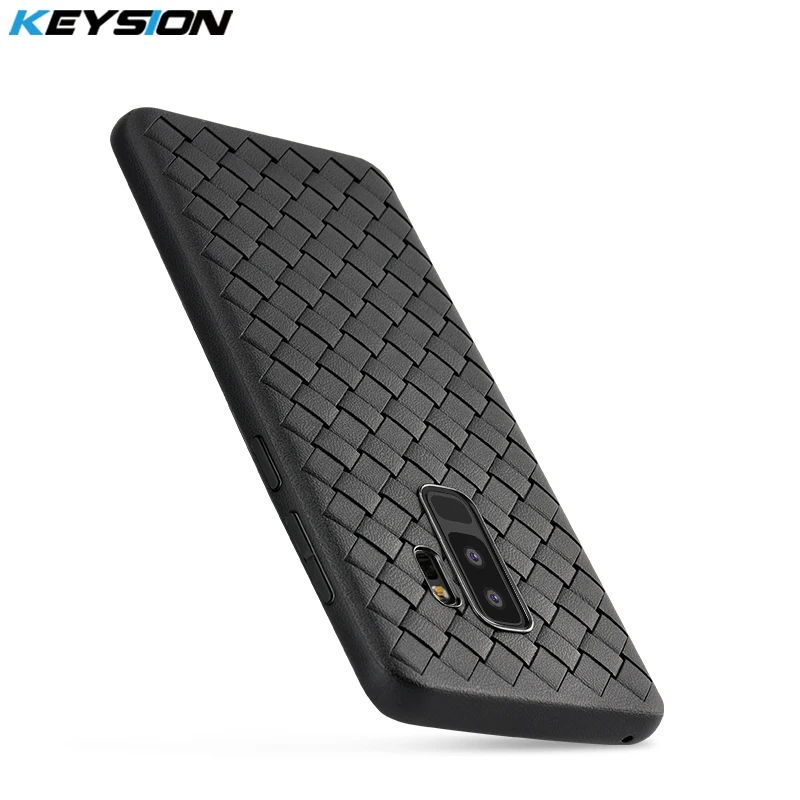 KEYSION Super Soft Phone Case For Samsung Galaxy S9 Plus Luxury Grid Weaving TPU Silicone Back cover S9+ |