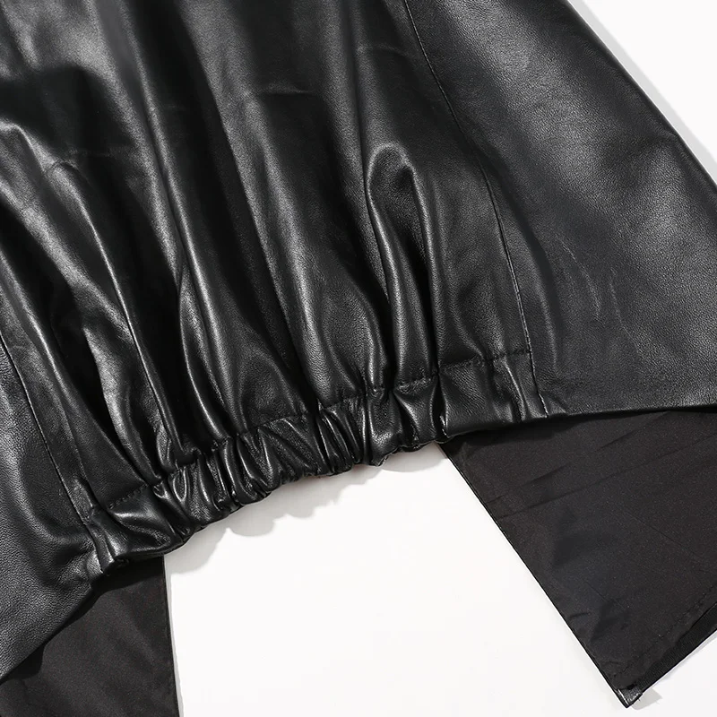2019 модный Осенний жилет из натуральной кожи женский черный короткий без рукавов