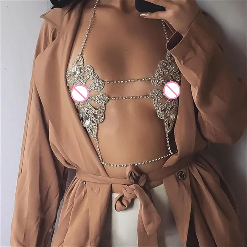 2019 Fashion Statement Jewelry Flowers Sexy Body Necklace Chain Bra Summer Boho Luxury Brassiere Women With Git Box | Украшения и