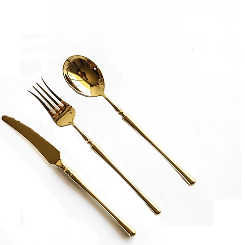 3 set steak knife Набор столовых приборов из нержавеющей стали золотистого цвета, зеркальные полированные столовые приборы, столовые приборы, столовый нож и вилка, кухонные столовые приборы - Цвет: 3 set steak knife