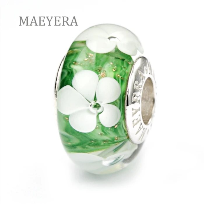 Серьги MAEYERA из стерлингового серебра 925 пробы с зелеными белыми цветами и