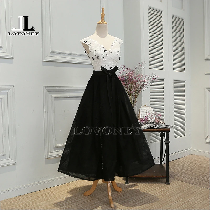 Lovoney m225 vestido де феста line v образным вырезом с коротким пром dress 2017 кружева