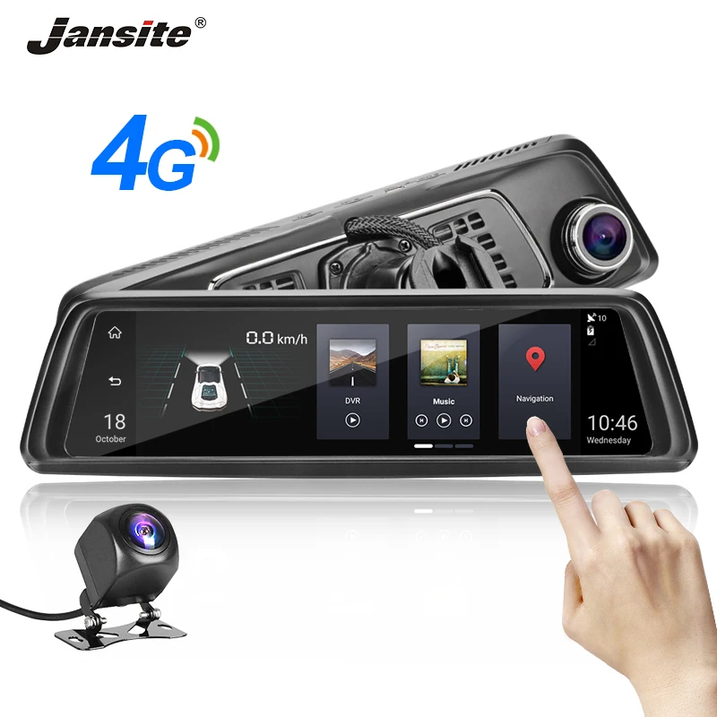 Jansite 4G 10 &quotсенсорный экран dashcam Автомобильный видеорегистратор Android 5 0 gps